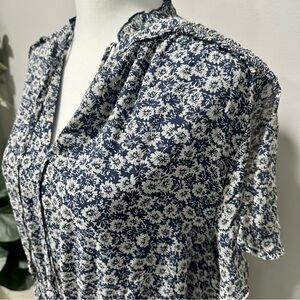 Melrose & Market, Tiered Midi Dress, 2X, NWT, Blue-Ivory